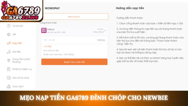 Mẹo nạp tiền Ga6789 đỉnh chóp cho newbie