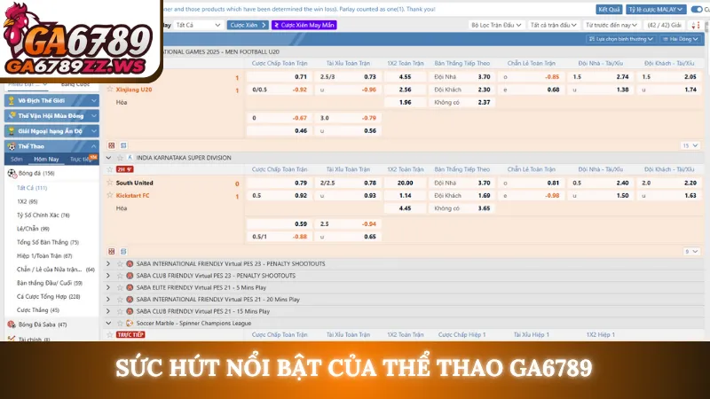 Sức hút nổi bật của thể thao Ga6789